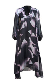 Diane von Furstenberg - Black, White, & Pink Printed "Kipling" Dress Sz 8 - Current Boutique