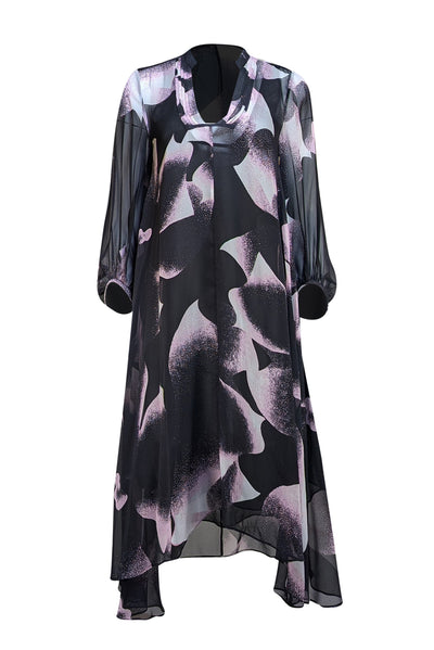 Diane von Furstenberg - Black, White, & Pink Printed "Kipling" Dress Sz 8 - Current Boutique