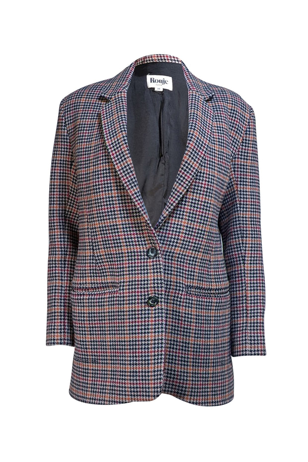 Rouje - Beige Multi Houndstooth Wool Blend Blazer Jacket Sz 4 - Current Boutique