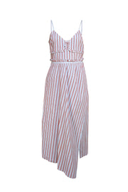 Derek Lam - Blue & Red Stripe Ruffle Trim Sz 8 - Current Boutique