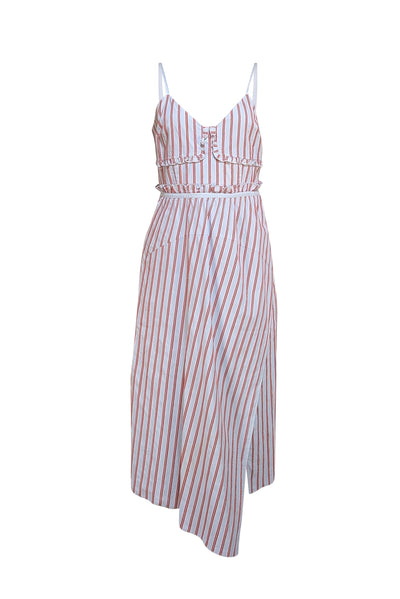 Derek Lam - Blue & Red Stripe Ruffle Trim Sz 8 - Current Boutique