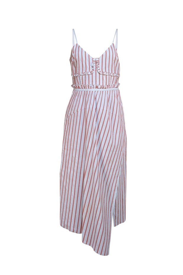 Derek Lam - Blue & Red Stripe Ruffle Trim Sz 8 - Current Boutique