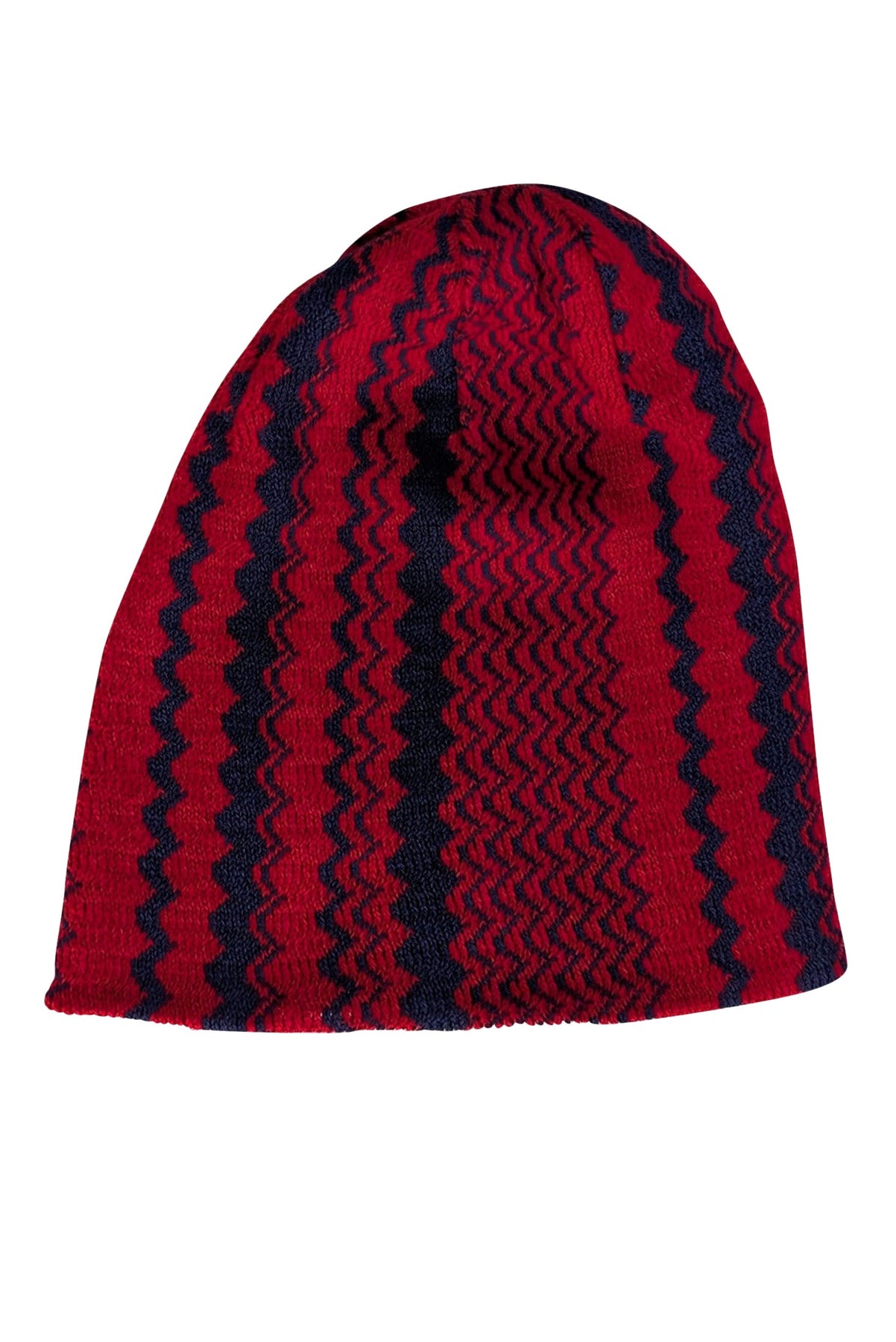 Missoni - Red & Navy Print Knit Beanie Hat - Current Boutique