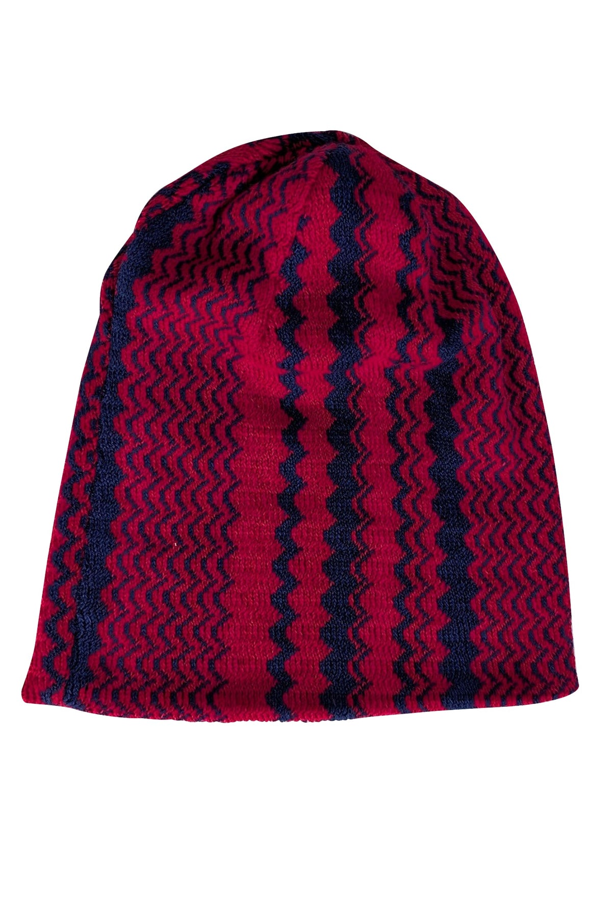 Missoni - Red & Navy Print Knit Beanie Hat - Current Boutique