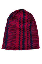 Missoni - Red & Navy Print Knit Beanie Hat