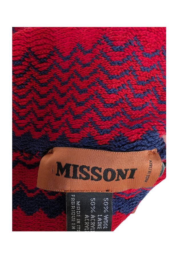 Missoni - Red & Navy Print Knit Beanie Hat