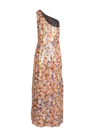 Club Monaco - Metallic Gold, Cream, & Purple One Shoulder Formal Dress Sz 6 - Current Boutique