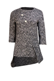 Celine - Grey Multi Chucky Knit Button Back Sweater Sz 10