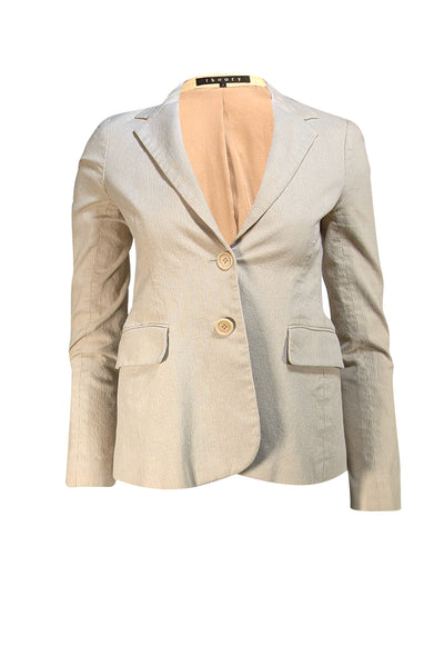 Theory - Beige Striped Cotton Blend Blazer Sz S