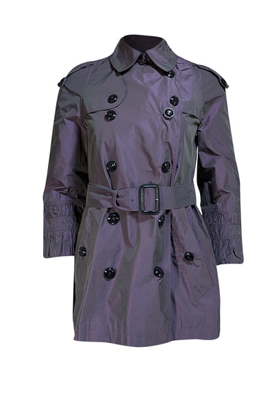 Burberry - Purple & Green Iridescent Short Trench Coat Sz 8