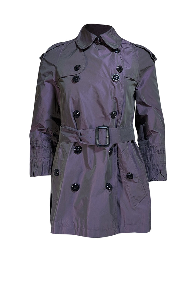 Burberry - Purple & Green Iridescent Short Trench Coat Sz 8