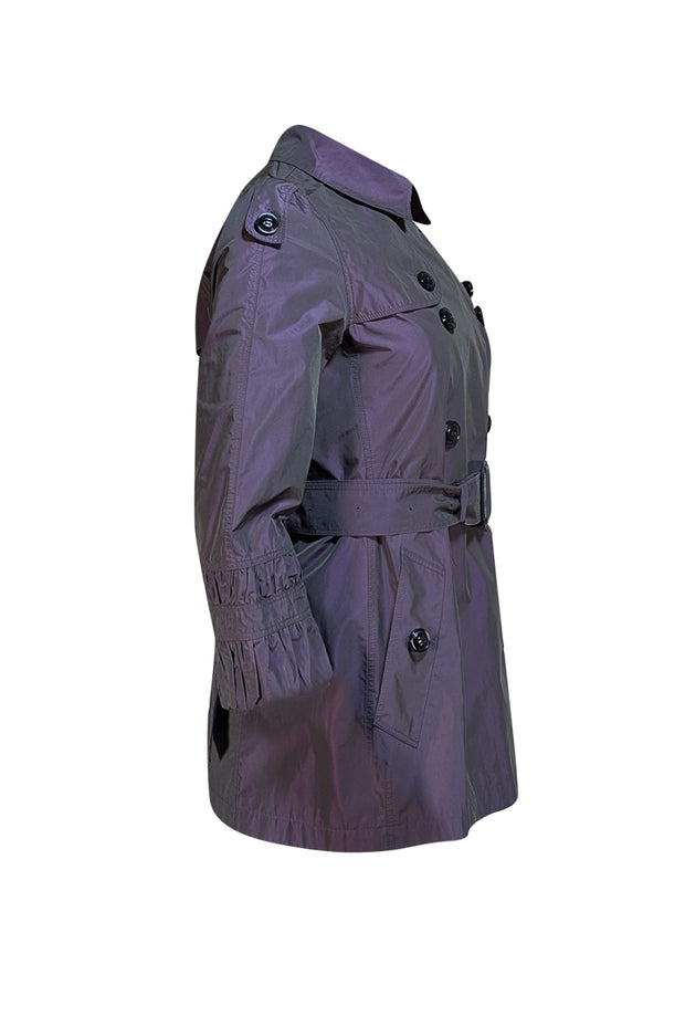 Burberry - Purple & Green Iridescent Short Trench Coat Sz 8