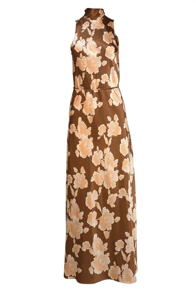 Vince - Tan & Peach Floral Sleeveless Maxi Dress Sz S - Current Boutique