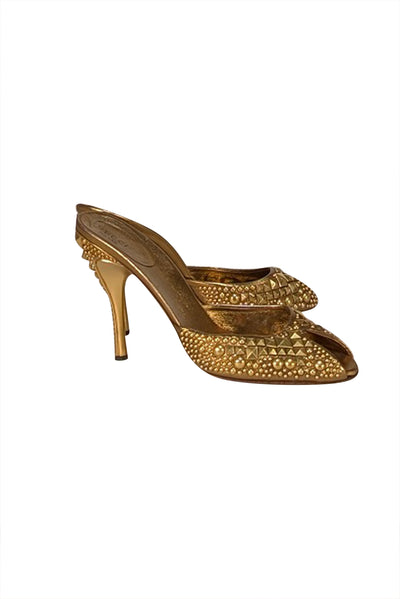Gucci - Gold Studded Mule Heels Sz 8.5 - Current Boutique