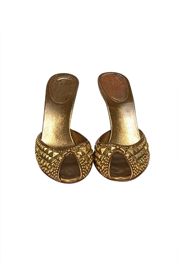 Gucci - Gold Studded Mule Heels Sz 8.5 - Current Boutique