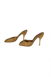 Gucci - Gold Studded Mule Heels Sz 8.5 - Current Boutique