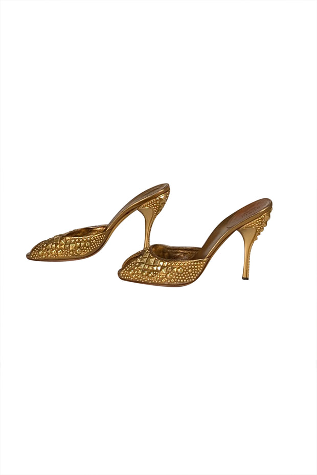 Gucci - Gold Studded Mule Heels Sz 8.5 - Current Boutique