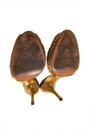 Gucci - Gold Studded Mule Heels Sz 8.5 - Current Boutique
