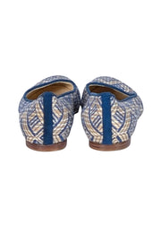 Stuart Weitzman - Beige & Blue Print Flats Sz 9.5 - Current Boutique