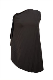 Roland Mouret - Black Pleated One Shoulder Shirt Sz 8