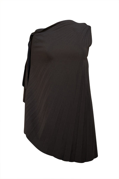 Roland Mouret - Black Pleated One Shoulder Shirt Sz 8
