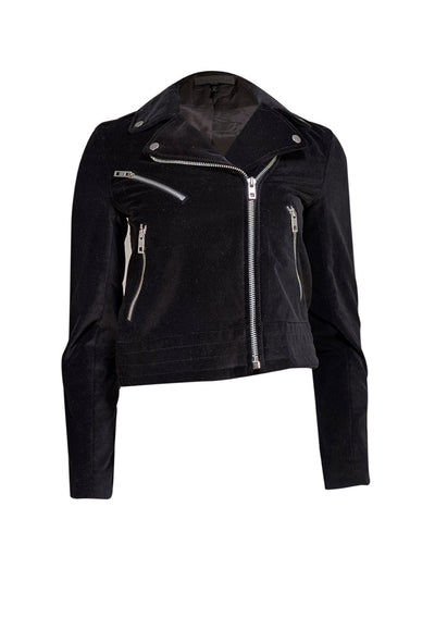 Rag & Bone - Black Velvet Moto Zipper Jacket Sz XS - Current Boutique