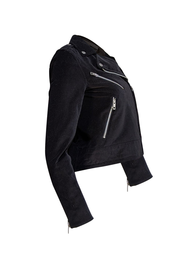 Rag & Bone - Black Velvet Moto Zipper Jacket Sz XS - Current Boutique