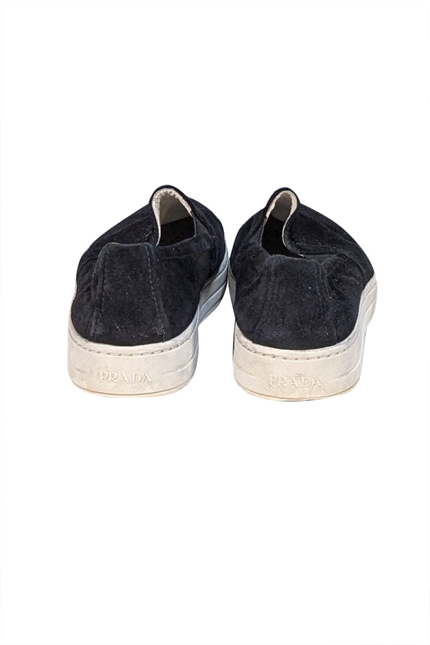 Prada - Black Suede Slip On Loafer Shoes Sz 7.5 - Current Boutique