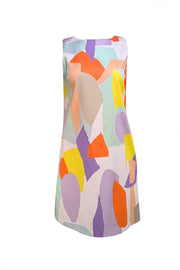 Alice & Olivia - White Pastel Multi Abstract Print "Clyde" Mini Dress Sz 4 - Current Boutique