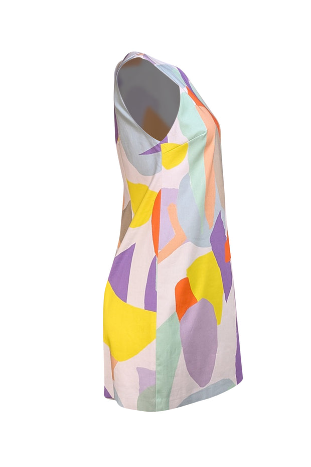 Alice & Olivia - White Pastel Multi Abstract Print "Clyde" Mini Dress Sz 4 - Current Boutique