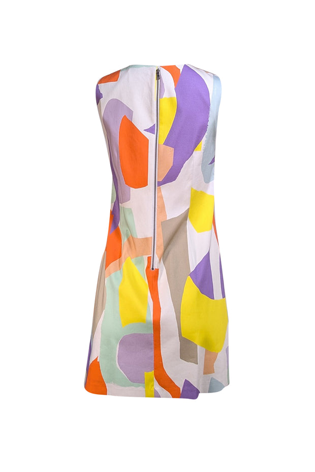 Alice & Olivia - White Pastel Multi Abstract Print "Clyde" Mini Dress Sz 4 - Current Boutique