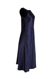 Vince - Navy Crinkle Satin Sleeveless Formal Dress Sz M