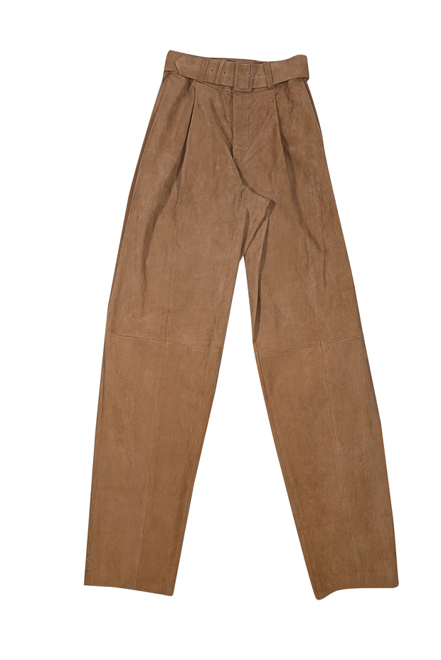 Stouls - Khaki Suede Belted Tapered Pants Sz XS - Current Boutique
