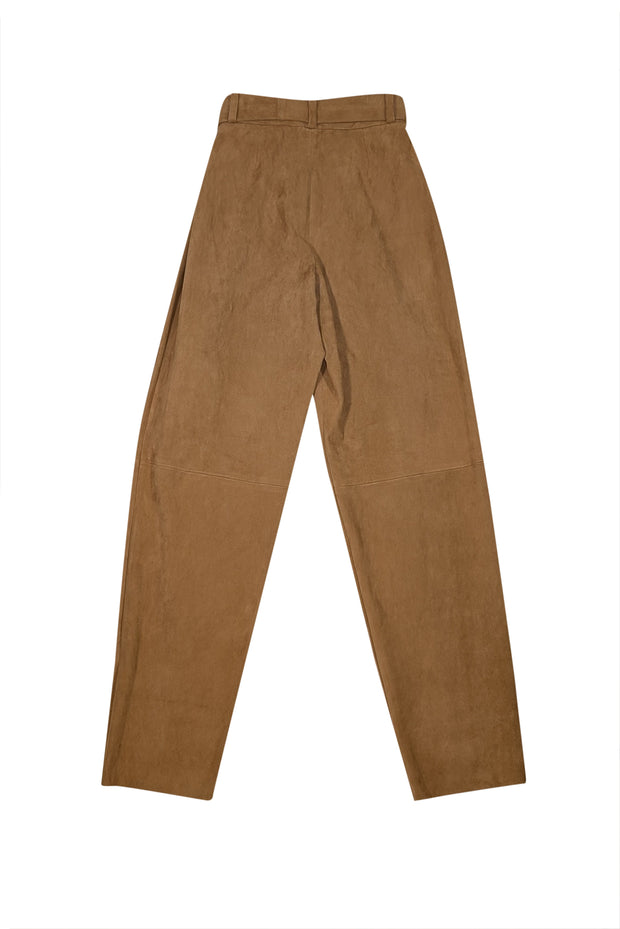 Stouls - Khaki Suede Belted Tapered Pants Sz XS - Current Boutique