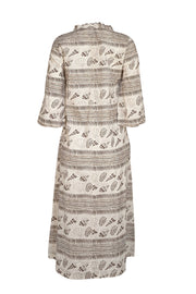 Tuckernuck - Off White & Brown Seashell Print Cotton Midi Dress Sz XS - Current Boutique