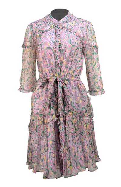 Saloni - Lavender & Multicolor Abstract Floral Print Sz 10 - Current Boutique