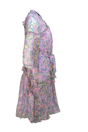 Saloni - Lavender & Multicolor Abstract Floral Print Sz 10 - Current Boutique