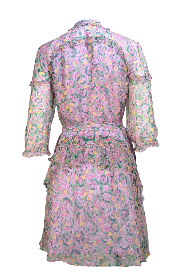 Saloni - Lavender & Multicolor Abstract Floral Print Sz 10 - Current Boutique