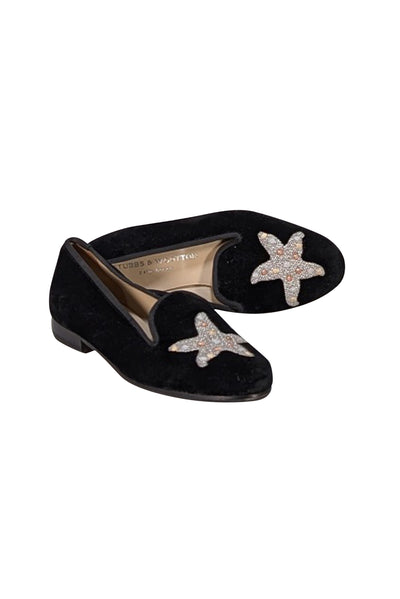 Stubbs & Wootton - Black Velvet Starfish Flats Sz 7 - Current Boutique
