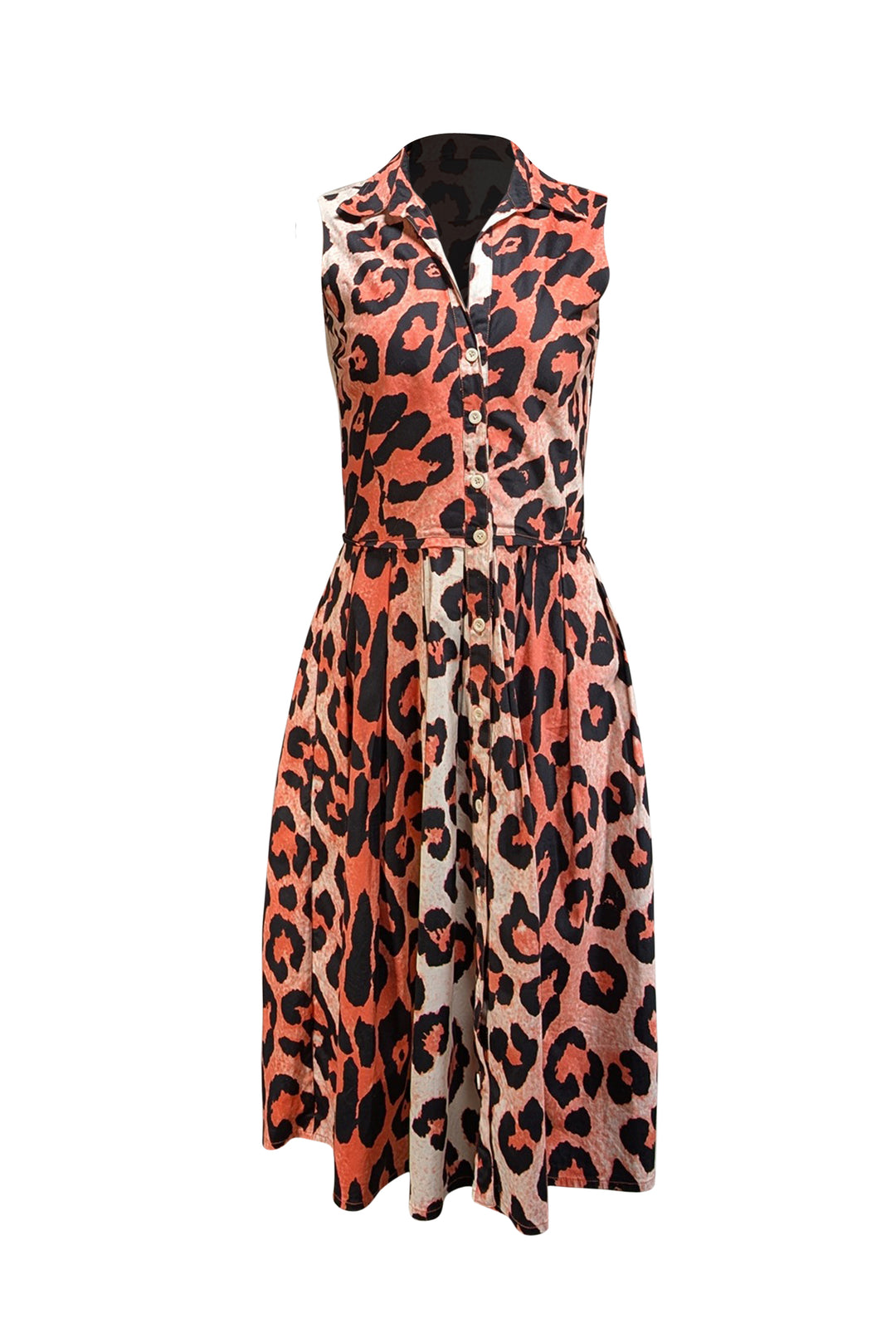 sleeveless neon leopard print dress