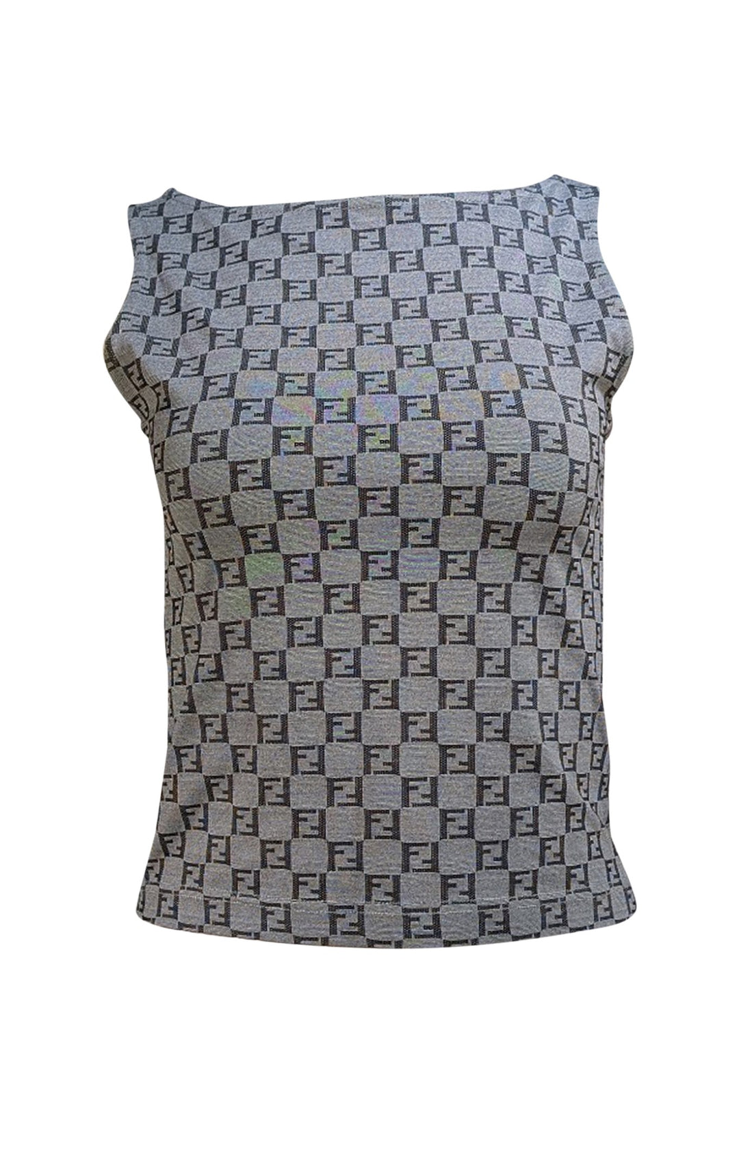 Fendi - Grey Monogram Print Tank Top Sz 4 | Current Boutique, image size:1080x1679