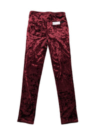 Joe’s - Maroon Crushed Velvet “The Charlie” High Rise Skinny Leg Pants Sz 0