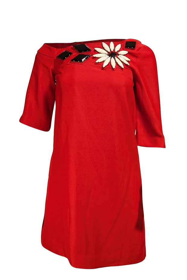 short sleeve red shift dress Red Wallis Short Sleeve Jacquard Ponte Shift Dress