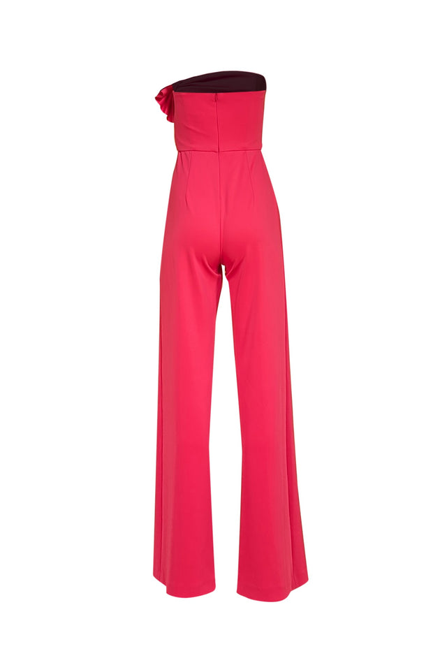 Black Halo - Hot Pink Divinia Strapless Jumpsuit Sz 2 - Current Boutique