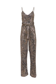 Black Halo - Silver, Blue, & Grey Sequin Jumpsuit Sz 2 - Current Boutique