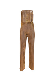 Amanda Uprichard - Gold Pleated " Collina" Jumpsuit Sz XS - Current Boutique