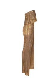 Amanda Uprichard - Gold Pleated " Collina" Jumpsuit Sz XS - Current Boutique