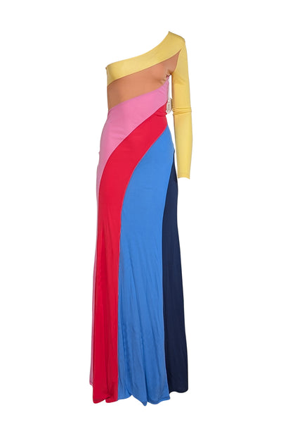 Staud - Multicolor Colorblock "Serena" On Sleeve Maxi Dress Sz S - Current Boutique