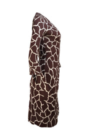 Diane von Furstenberg - Brown & Cream Print Wrap Dress Sz 6 - Current Boutique