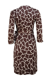 Diane von Furstenberg - Brown & Cream Print Wrap Dress Sz 6 - Current Boutique
